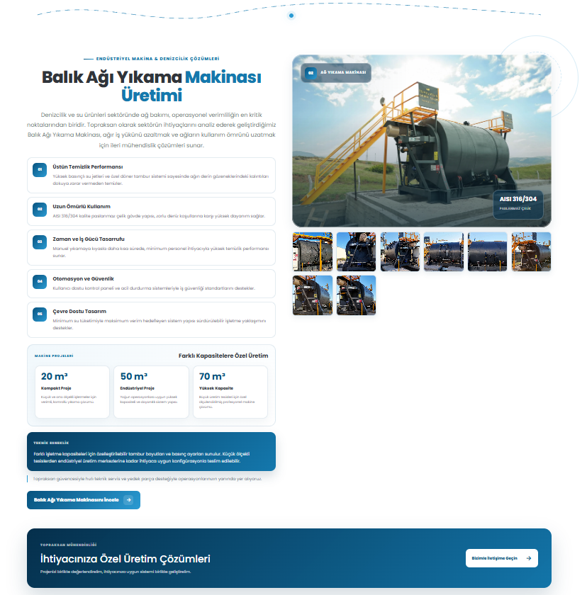 Topraksan · Balık ağı yıkama makinası
