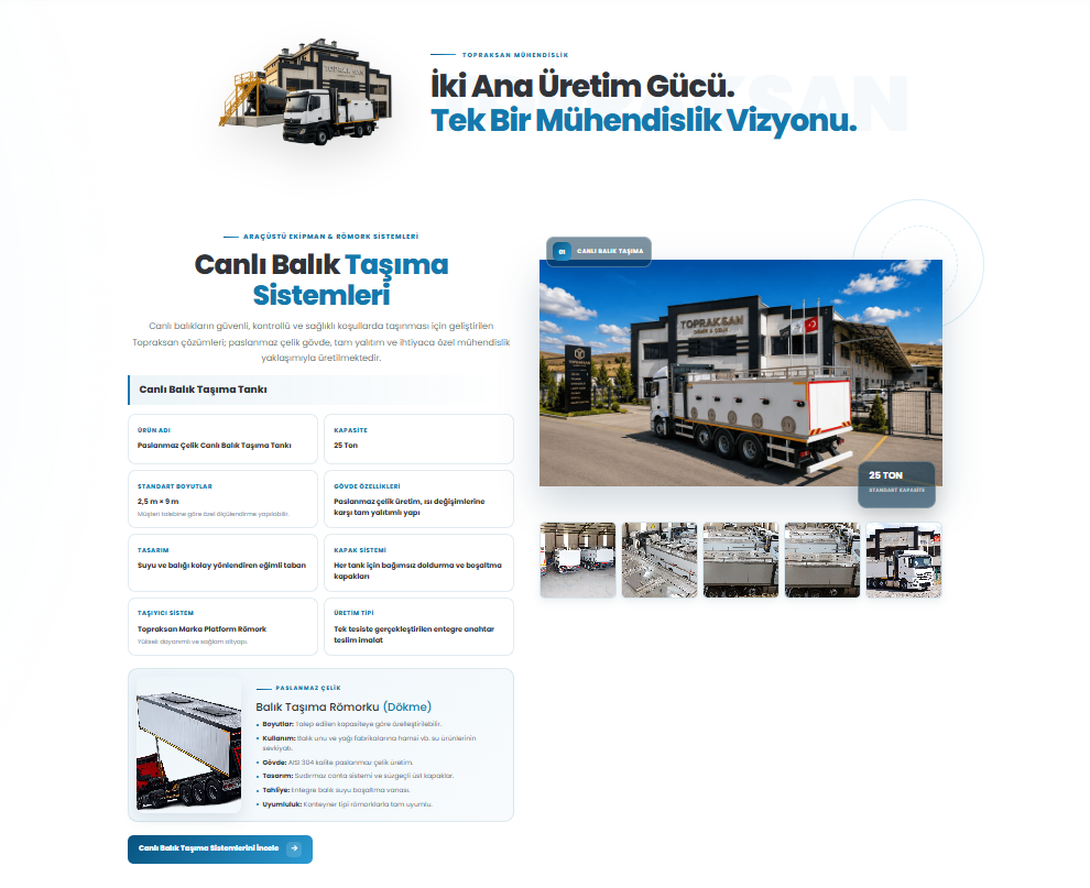 Topraksan · Canlı balık taşıma sistemleri