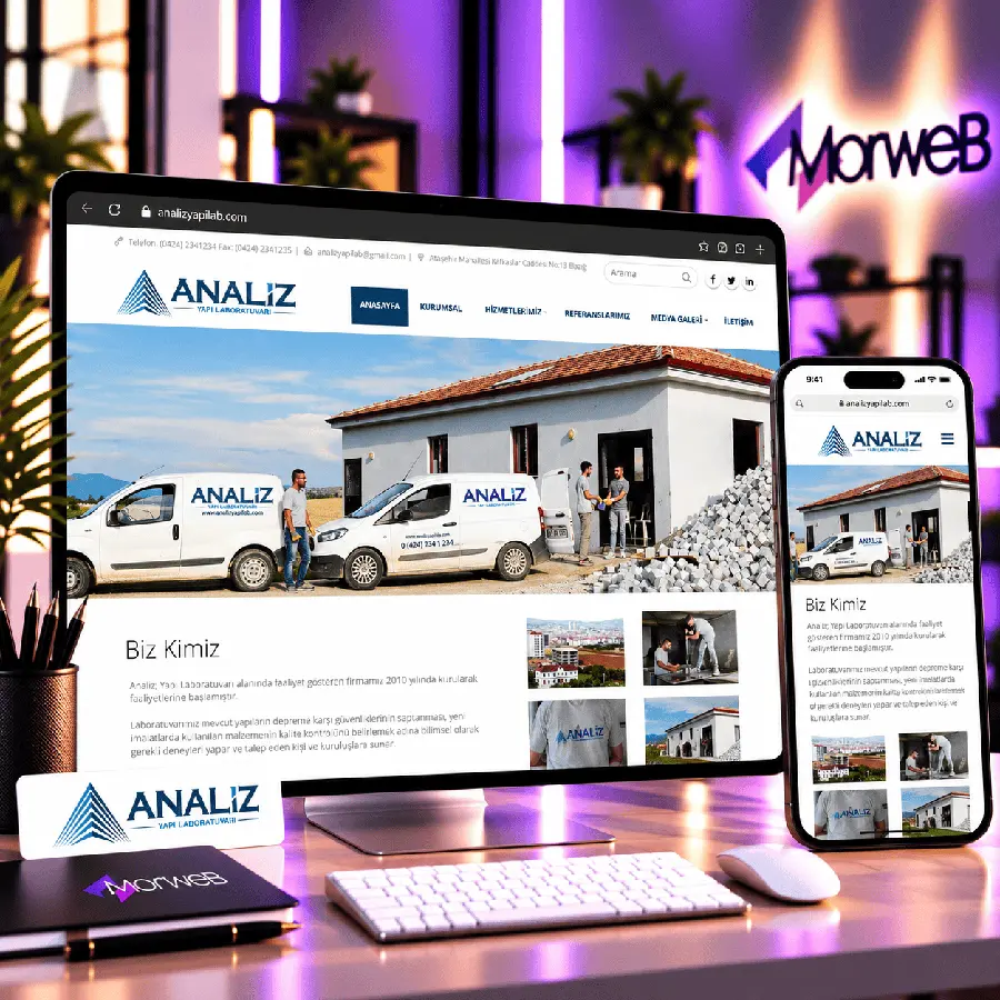 Analiz Yapı Laboratuvarı MorweB web tasarım mockup
