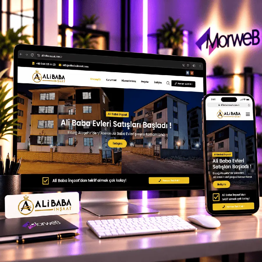 Ali Baba İnşaat MorweB web tasarım mockup